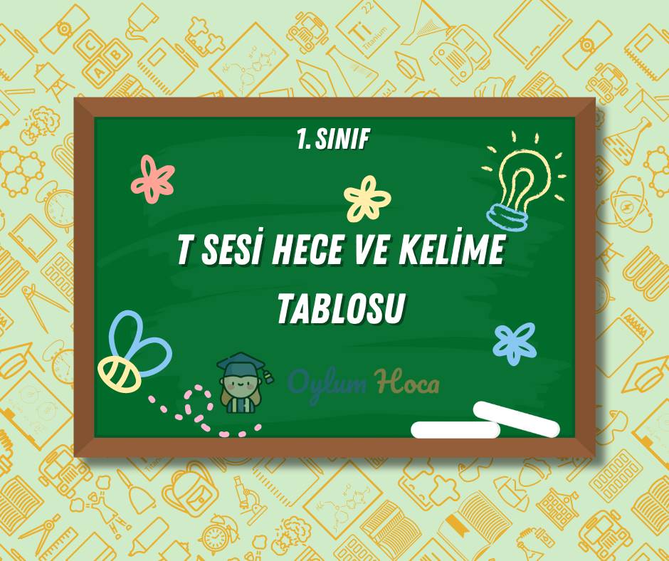 T Sesi Hece ve Kelime Tablosu, 1. sayfa